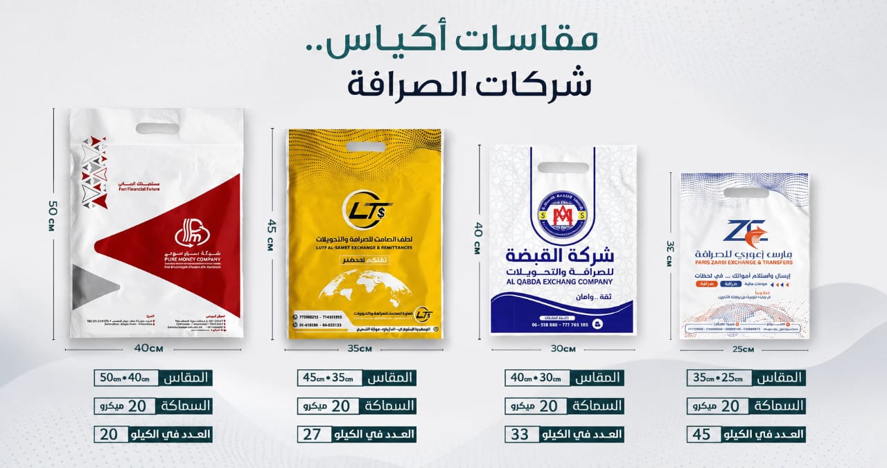 أكياس بلاستيك خاصة بشركات الصرافة