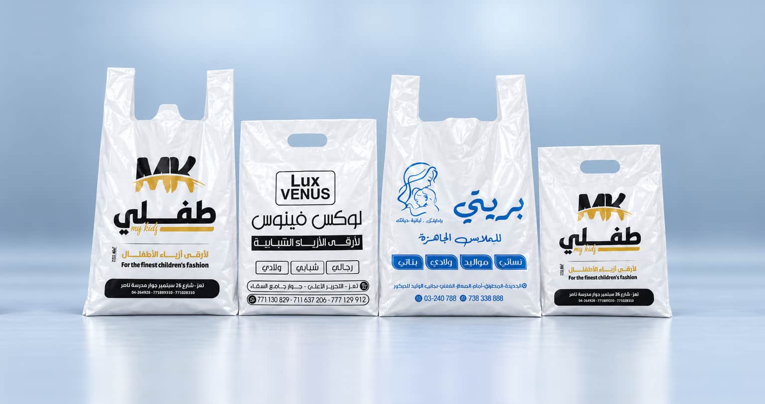 أكياس بلاستيكية مطبوعة لمحلات الملابس